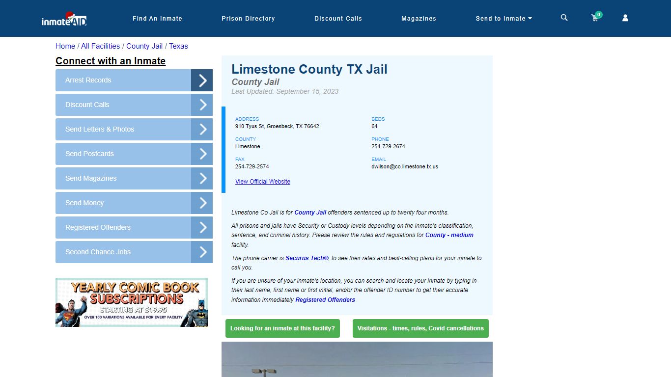 Limestone County TX Jail - Inmate Locator - Groesbeck, TX